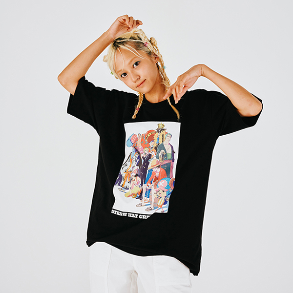 【ワンピース】まいにちONE PIECE イラストコレクション Tシャツ 麦わらの一味 BLACK S