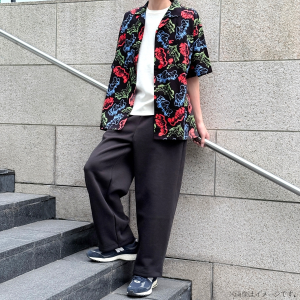 【ワンピース】ONE PIECE POP STYLE SERIES 総柄シャツ BLACK L-XLサイズ