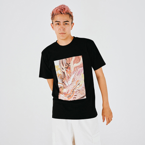 【ワンピース】まいにちONE PIECE イラストコレクション Tシャツ ルフィ・モモの助 BLACK L