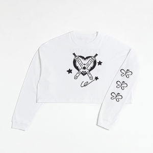 yprecure geniczYMYM Graphic Cropped L/S White S