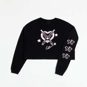 yprecure geniczYMYM Graphic Cropped L/S Black M